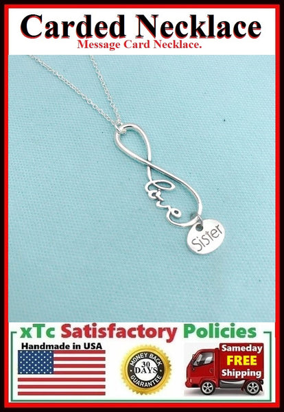 Handcrafted I Love You Unbiological Sister Silver Charm Chain Necklace.