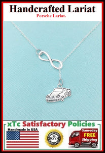 Porsche & Infinity Necklace Lariat Style. Car Lover Gift.