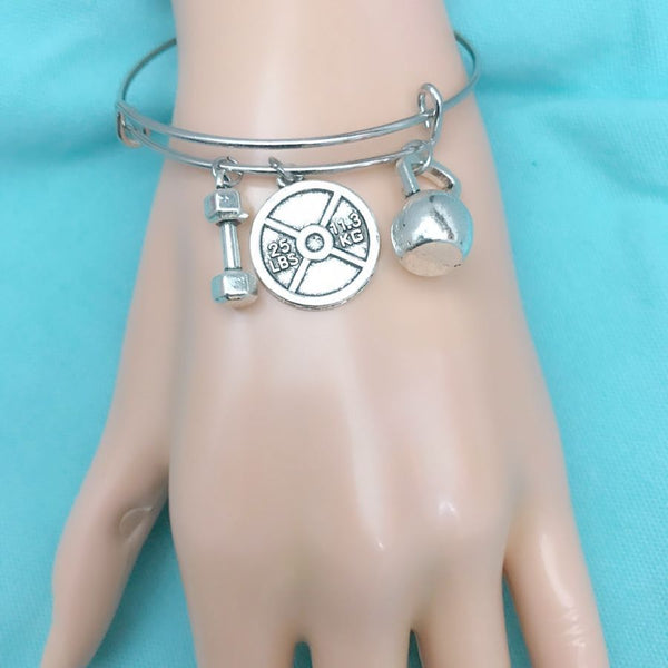 Gorgeous Handcraft Crossfit Charms Expendable Charm Bangle.