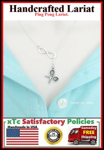 Ping Pong or Table Tennis Rackets & Infinity Handcraft Necklace Lariat Style.