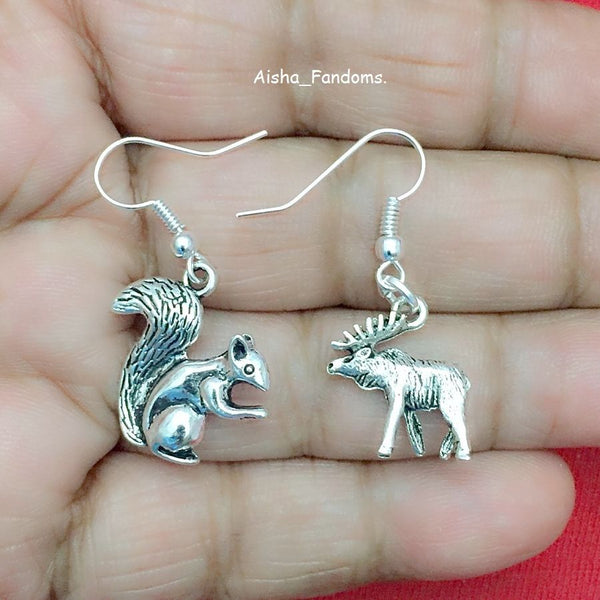 Sam n Dean Friendship as Moose n Squirrel Silver Earrings.