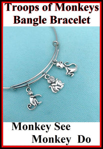 TROOP OF MONKEYS Monkeys Charms Bangle Bracelet.