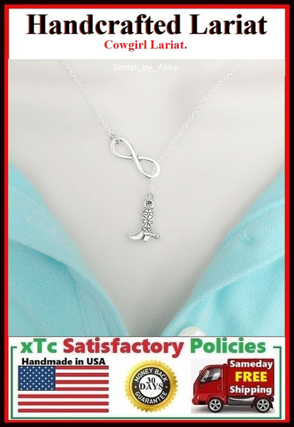 Cowboy Decorated Boot Handcraft Necklace Lariat Style. Perfect Gift for CowGirl.