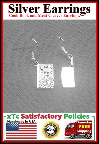 Gorgeous Kitchen Appliance and Cook Book Handcrafted Silver Dangle Earrings.