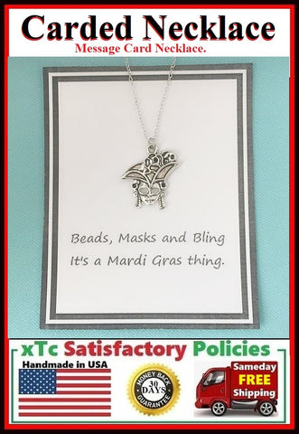 Mardi Gras Necklace; Handcrafted Silver Mask Charm Necklace.