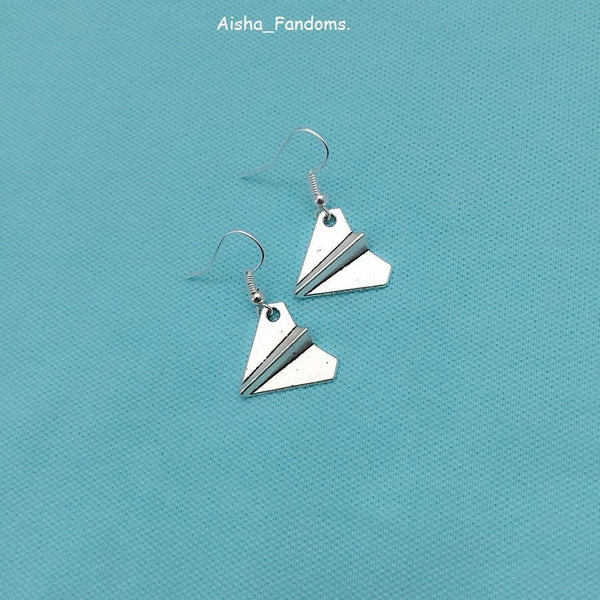 Beautiful Harry Style Paper Plane Silver Earrings.