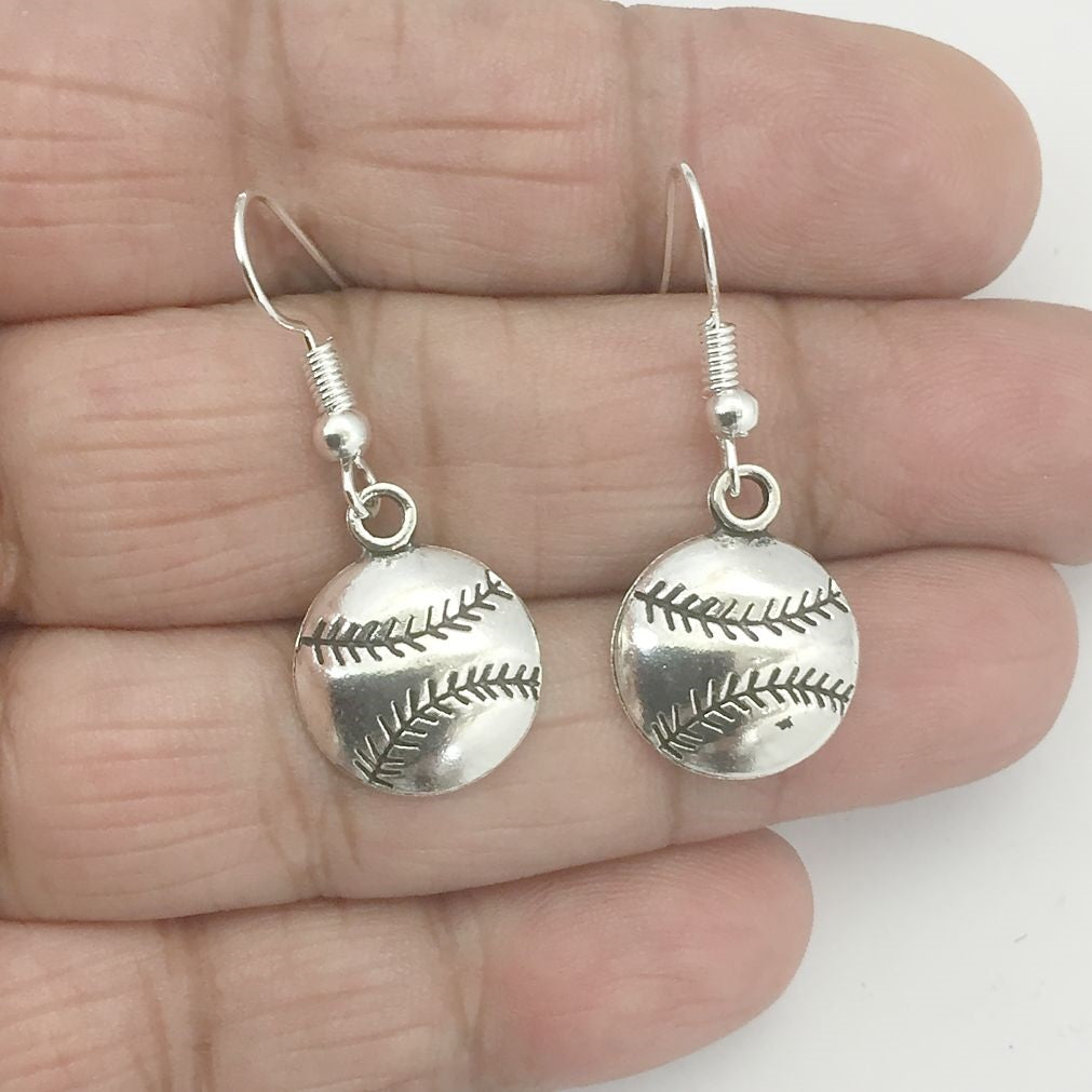 Softball/Baseball Ball Silver Earrings. Player Gift. Team Gift.