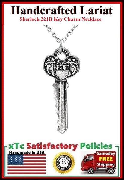Sherlock 221B Key Charm Silver Necklaces.