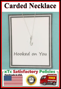 "HOOKED ON YOU" Surprise Lover Gift, FISH HOOK Necklace.
