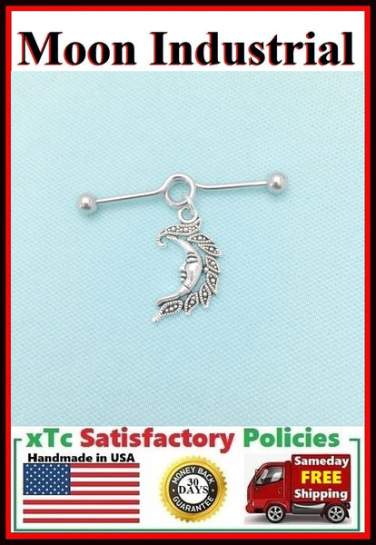 Beautiful Crescent Moon Charm Surgical Steel Industrial.