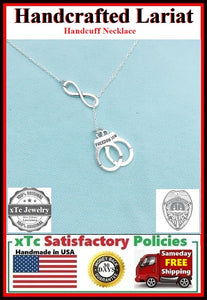 Infinity and HANDCUFF Silver Lariat Necklace.