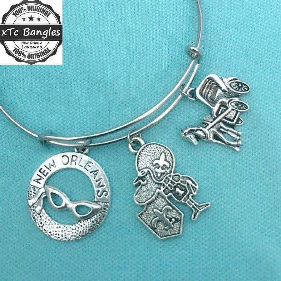 Mardi Gras Charm Bracelet New Orleans Louisiana Jewelry