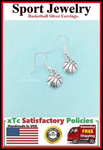 Beautiful Basketball Silver Earrings. Player Gift. Team Gift.