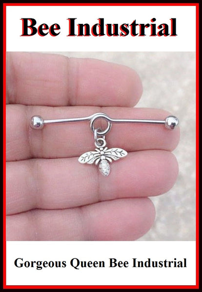 Gorgeous Queen Bee Charm Surgical Steel Industrial.