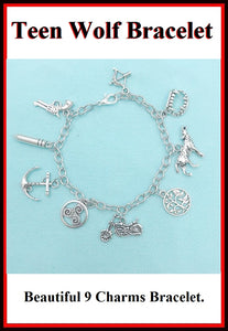 Stunning Teen Wolf Charms Stainless Steel Bracelet.