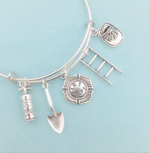 Handcrafted Firefighter's Charms Unique Bangle.