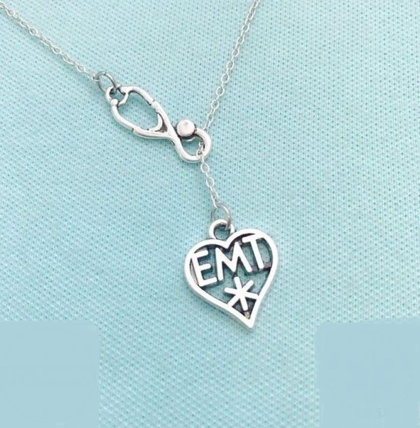 Beautiful EMT Silver Lariat Necklace.