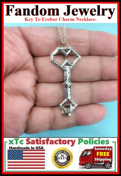 Hobbit, Key to Erabor  Charm Silver Necklaces.