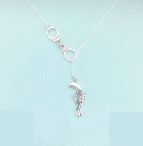 Police family Silver Lariat Necklace.