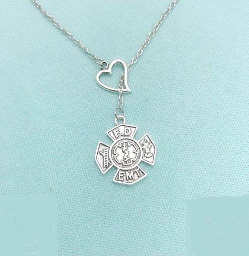 I adore my FIREFIGHTERS/EMT Silver Lariat Necklace