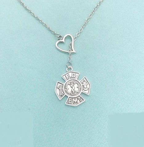 I adore my FIREFIGHTERS/EMT Silver Lariat Necklace