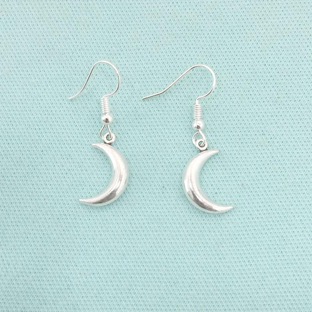 Beautiful Reversible Crescent Moon Silver Earrings.