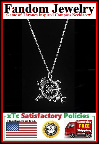 Game of Thrones inspired Compass Silver Charm Necklace.