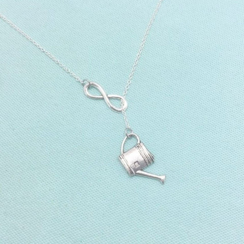 Gardener Watering Can Charm Handcrafted Lariat Necklace.