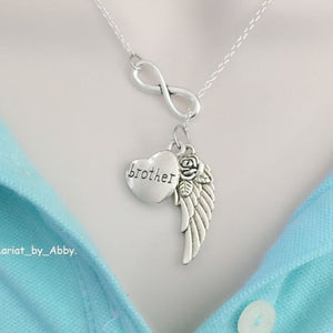 Gorgeous Handcraft Brother Guardian Angel Necklace Lariat Style.