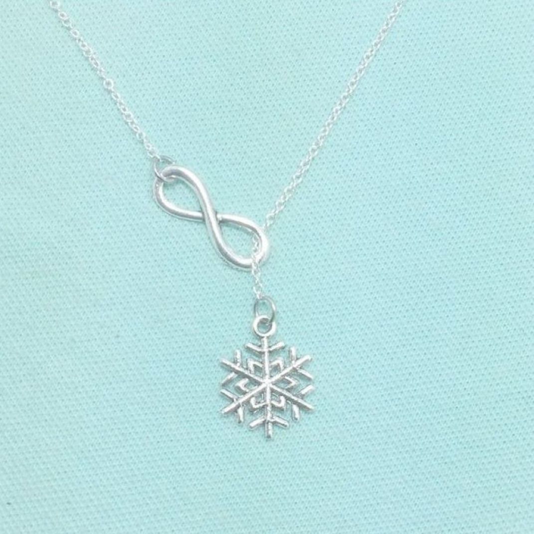 Frozen inspiration Snowflake Charm Handcrafted Lariat Necklace.