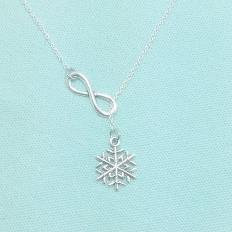 Frozen inspiration Snowflake Charm Handcrafted Lariat Necklace.