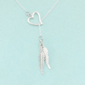 FREE WILL LOVERS: Double Feather Charms Handcrafted Necklace.