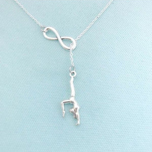 Gymnast Gift; Beautiful Gymnast Silver Charm "Y" Lariat Necklace.