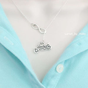 Easy Rider Motorcycle & Infinity Necklace Lariat Style.