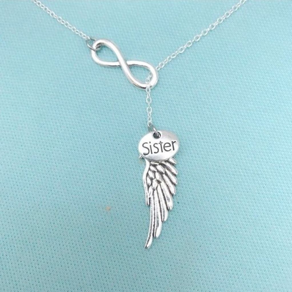 Beautiful Handcraft Sister Guardian Angel Necklace Lariat Style.