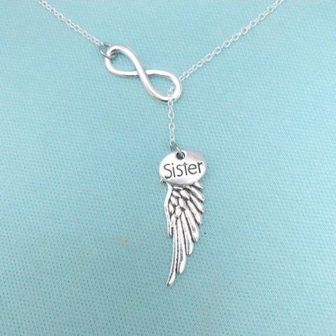 Beautiful Handcraft Sister Guardian Angel Necklace Lariat Style.