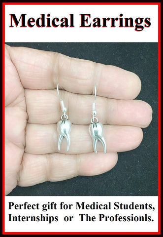 Medical Earring; Tooth Charms Dangle earrings.