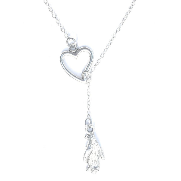 I Love Penguin Silver Lariat Y Necklace.