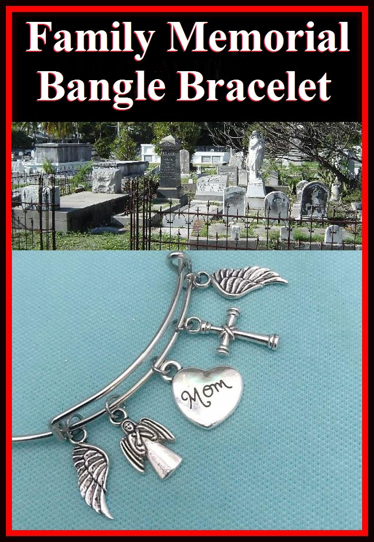 Family Member Memorial Silver Charms Bangle Bracelet