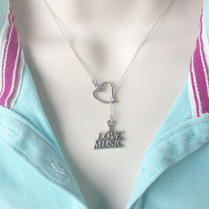 I Love Music Silver Lariat Y Necklace.