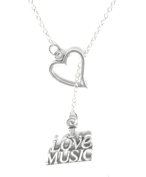 I Love Music Silver Lariat Y Necklace.