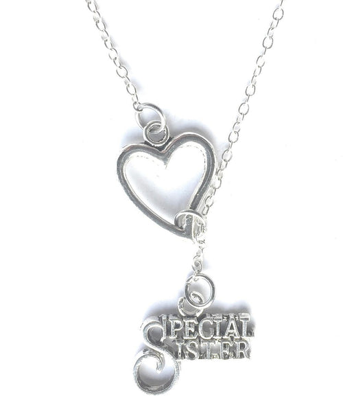 U R My Special Sister Silver Lariat Y Necklace.
