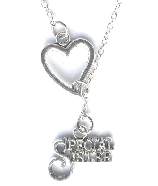 U R My Special Sister Silver Lariat Y Necklace.