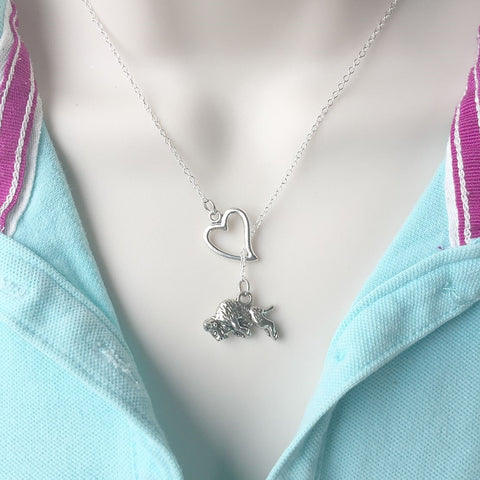 I Love Raging Bull Silver Lariat Y Necklace.