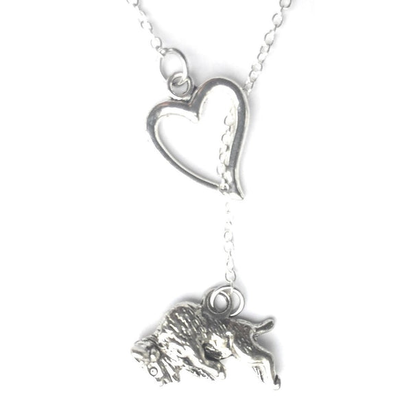 I Love Raging Bull Silver Lariat Y Necklace.