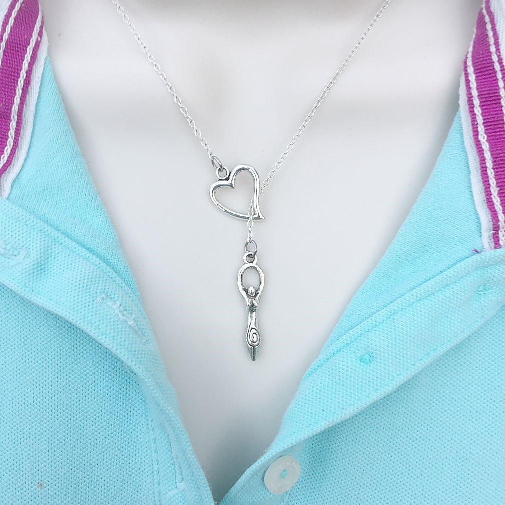 Love to be a  GODDESS Silver  Lariat Y Necklace.