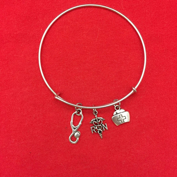 Medical Bracelet : RNs Related Charms Expendable Bangle.