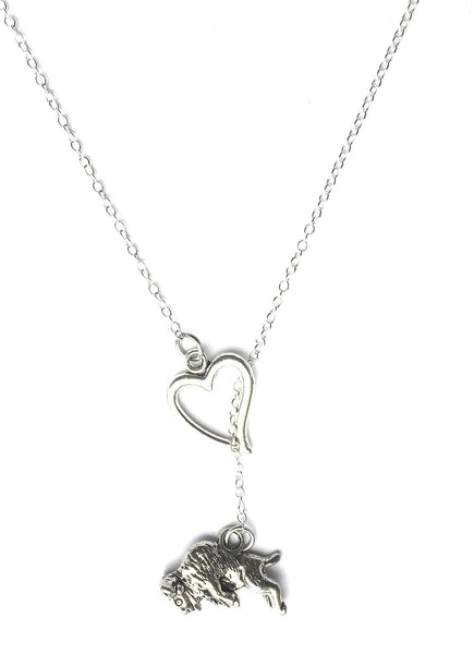 I Love Raging Bull Silver Lariat Y Necklace.