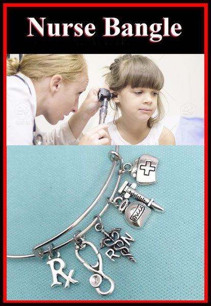 Medical Bracelet : Nurse Related Charms Expendable Bangle.