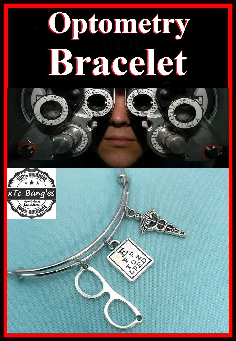 Medical Bracelet : Optometry Related Charms Expendable Bangle.